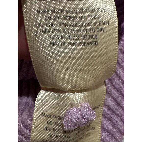 Moth Anthropologie Sz L Lavender Tie Front V-Neck Ribbed Sweater Rayon Soft Cozy - Picture 6 of 9